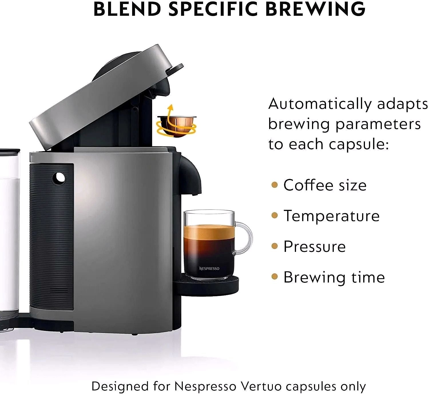2026 Machine à café et espresso Nespresso Vertuo Plus par De'Longhi, grise, avec mousseur à lait Aeroccino