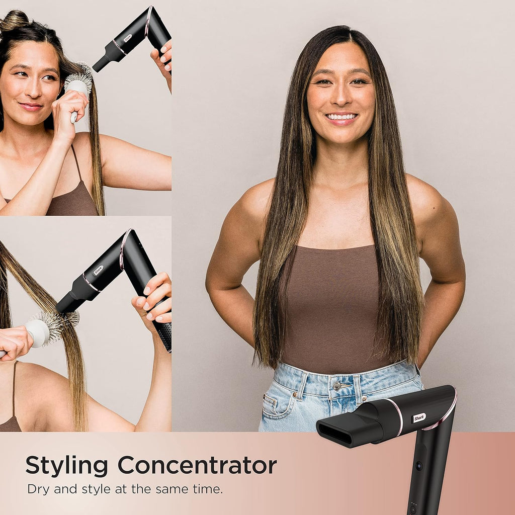 2026 2025 Système de coiffage et de séchage Shark HD430 FlexStyle, sèche-cheveux brosse puissant et multi-styler avec boucleurs Auto-Wrap, brosse plate, brosse ovale et embout concentrateur, coloris Stone