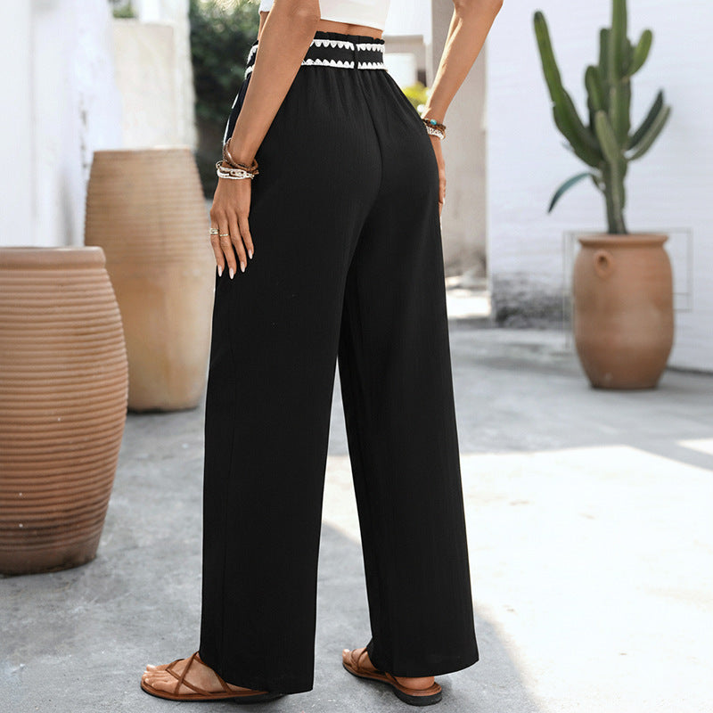 Pantalon coupe décontractée couleur blocked jambes droites décontracté pour femme