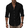 2026 Men's Casual Cotton Standing Collar Long Sleeve Summer Shirt Breathable