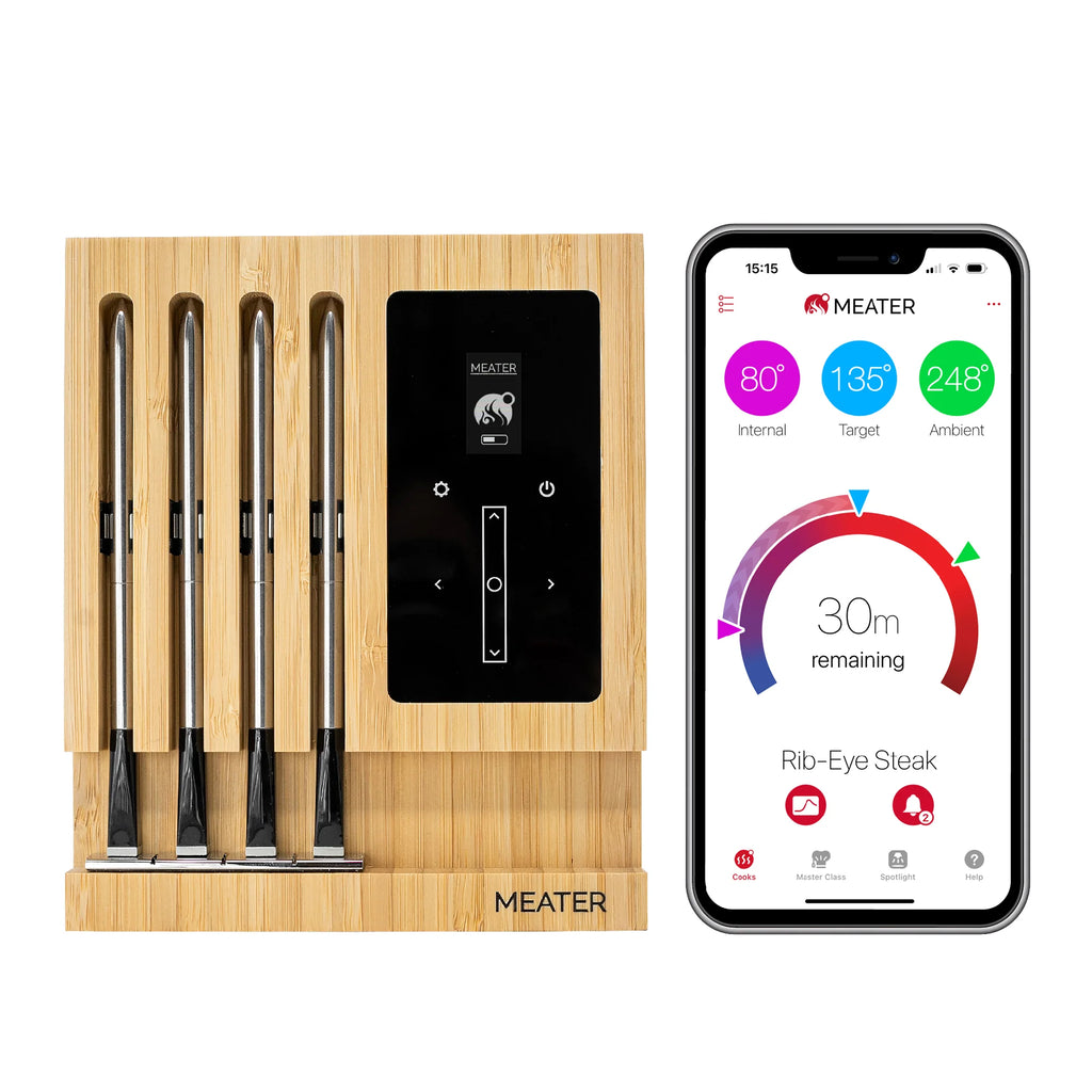 2026 2025 MEATER Block – Thermomètre à Viande Intelligent avec WiFi, Quatre Sondes et Cuisson Multi-Protéines pour un Barbecue Parfait