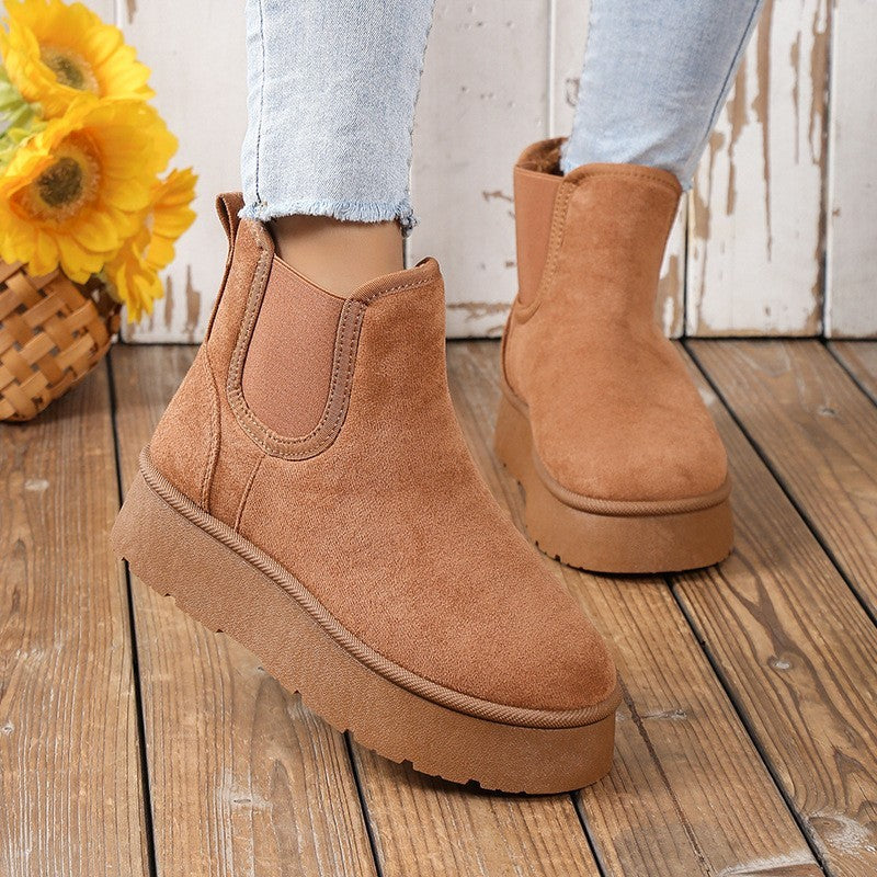 Bottines épais plateforme cheville doublure peluche hiver pour femme