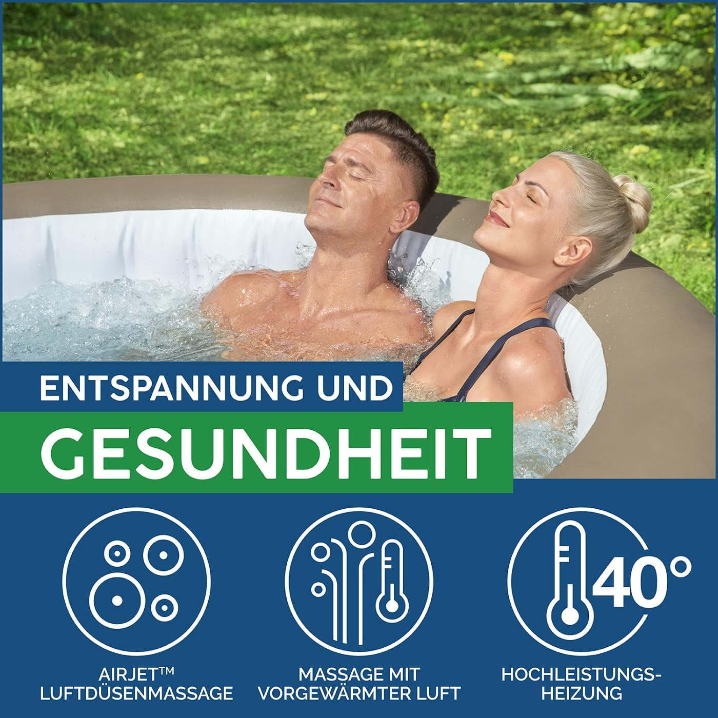 2026 Spa gonflable rond BESTWAY Lay-Z-Spa® Miami Airjet™ 2 - 4 personnes