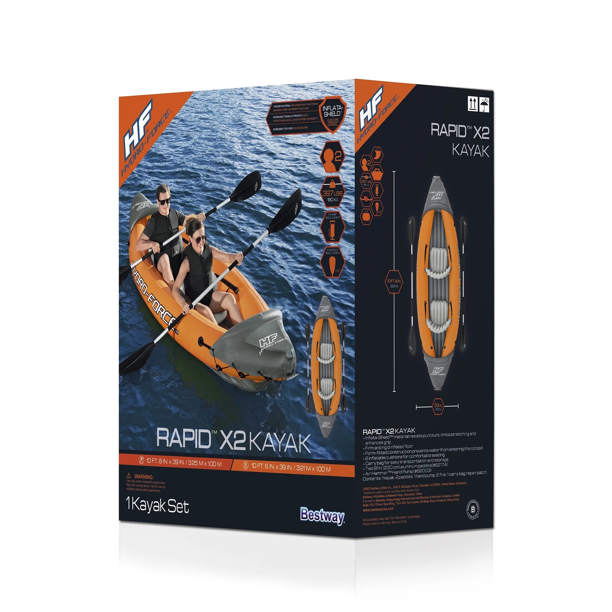 2026 Kayak gonflable Bestway Hydro Force Lite Rapid X2 - Pack sports nautiques de plein air