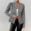 Blazer col montant boutonnage simple coupe ajustée bureau pour femme
