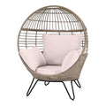 2026 Fauteuil Lounge Extérieur Ronde en Rattan Beige Hampton Bay avec Coussin CushionGuard Almond Biscotti (FRS51294M)