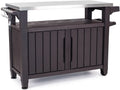 2026 2025 Keter Unity XL Mobiler Patio-Wagen – Wetterfester Außenküchentisch mit Edelstahl-Arbeitsfläche, Abschließbarem Stauraum & Zubehör