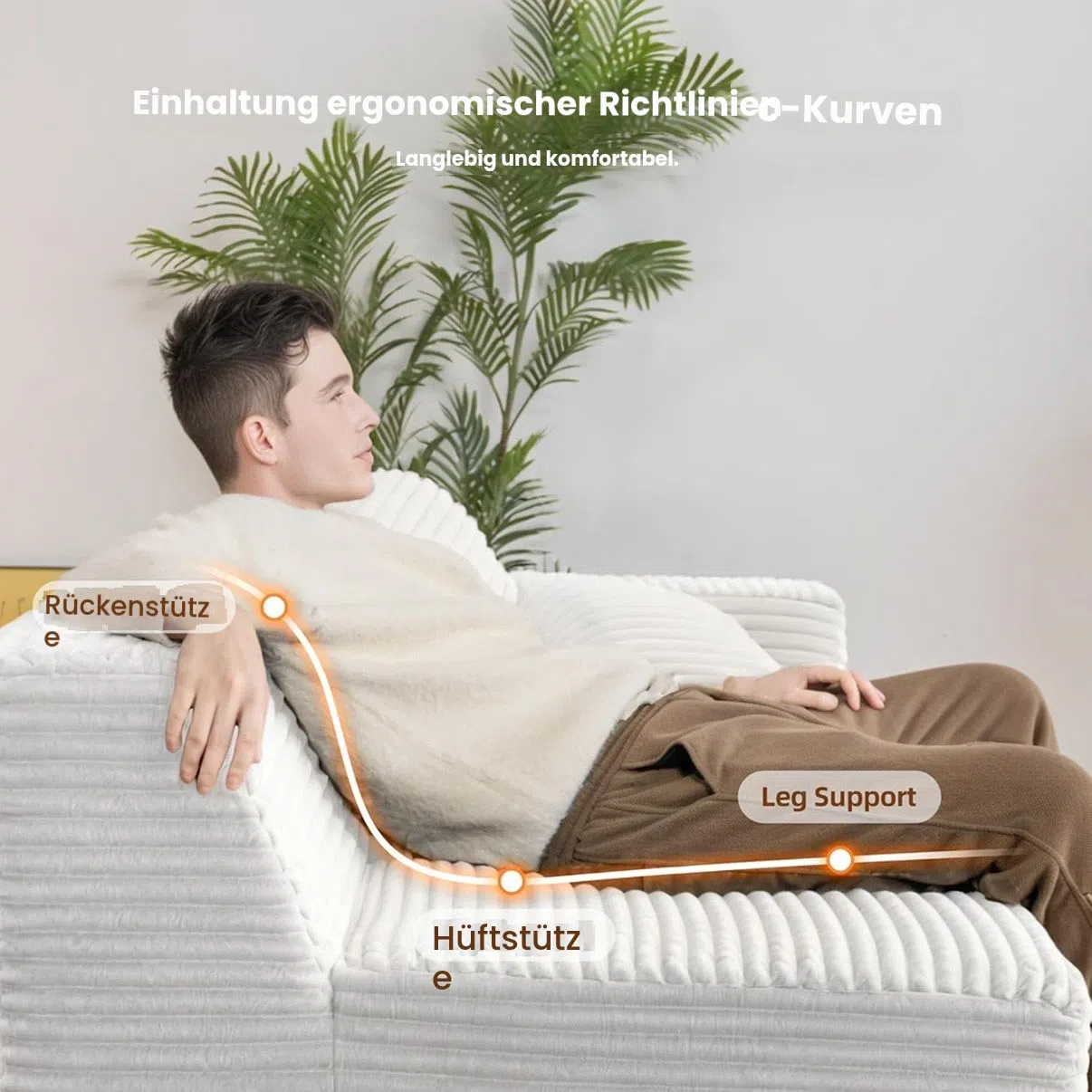 2026 Canapé d'angle 110" sans support, canapé d'angle Cloud Couch, canapé d'angle modulaire en velours côtelé en forme de L avec assise profonde, canapé rembourré pour salon, aucun assemblage requis