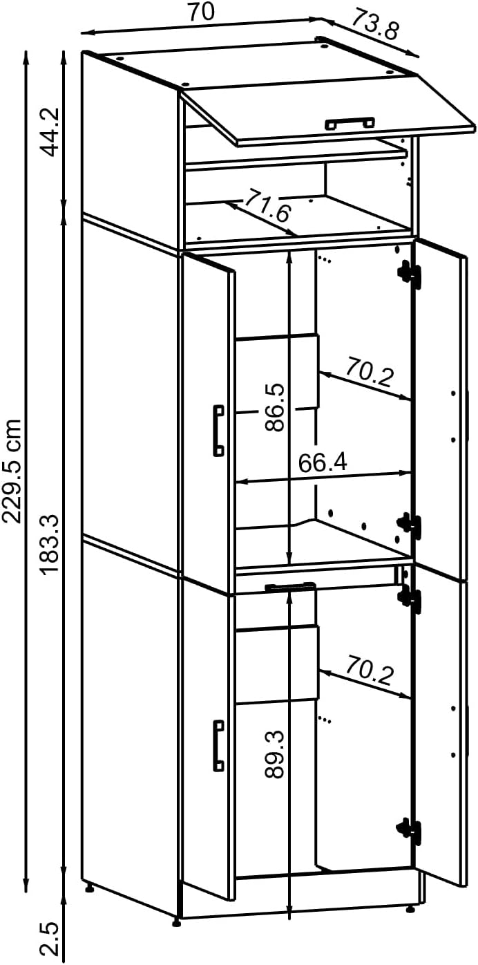 2026 ROOMART Dora Armoire de machine à laver, pour sèche-linge et machine à laver, en 4 couleurs, avec portes et planche coulissante (chêne anthracite)