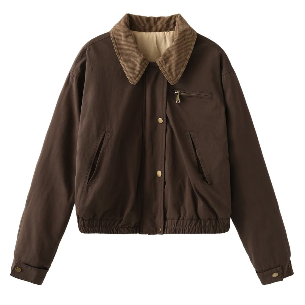 Doudoune couleur contrastée bomber doudoune matelassé en polyester pour femme