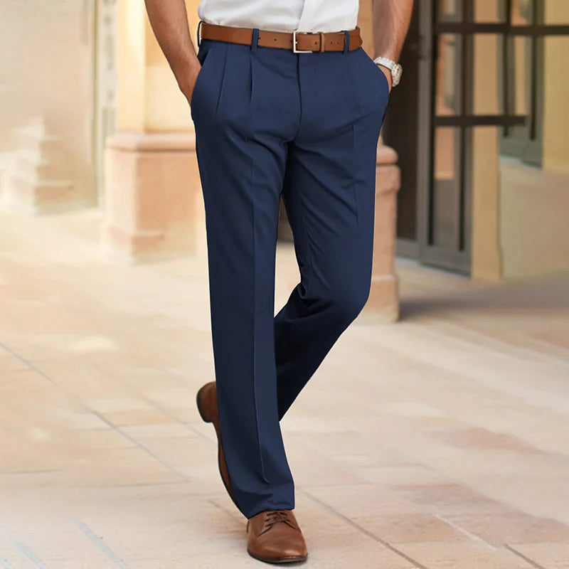 2026 Men's Casual British Style Straight Mid Waist Office Trousers Business