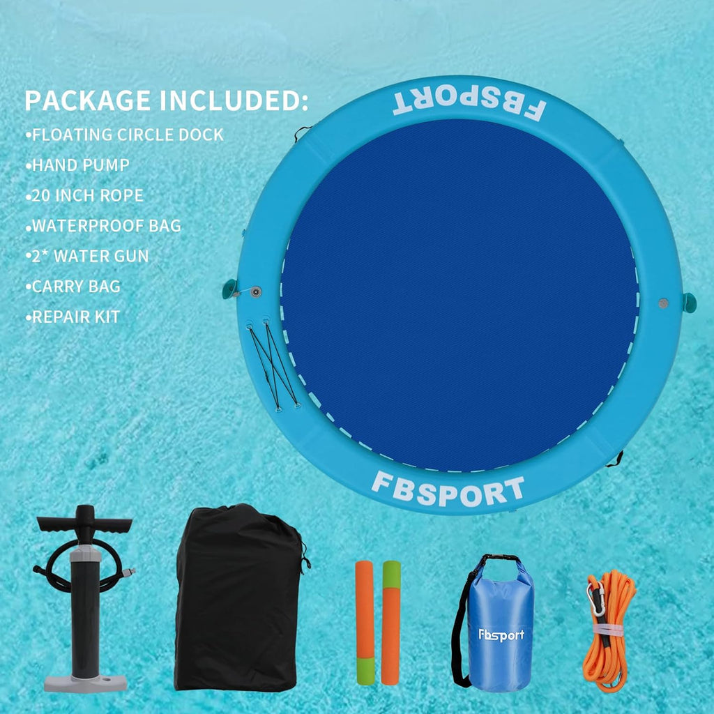 2026 Aufblasbares Dock, schwimmende Plattform, 2,44 m aufblasbares Wasserhängematten-Schwimmdeck für See mit Getränkehalter, runder Schwimmring, Schwimmfloß, Liegeinsel, Plattformpolster