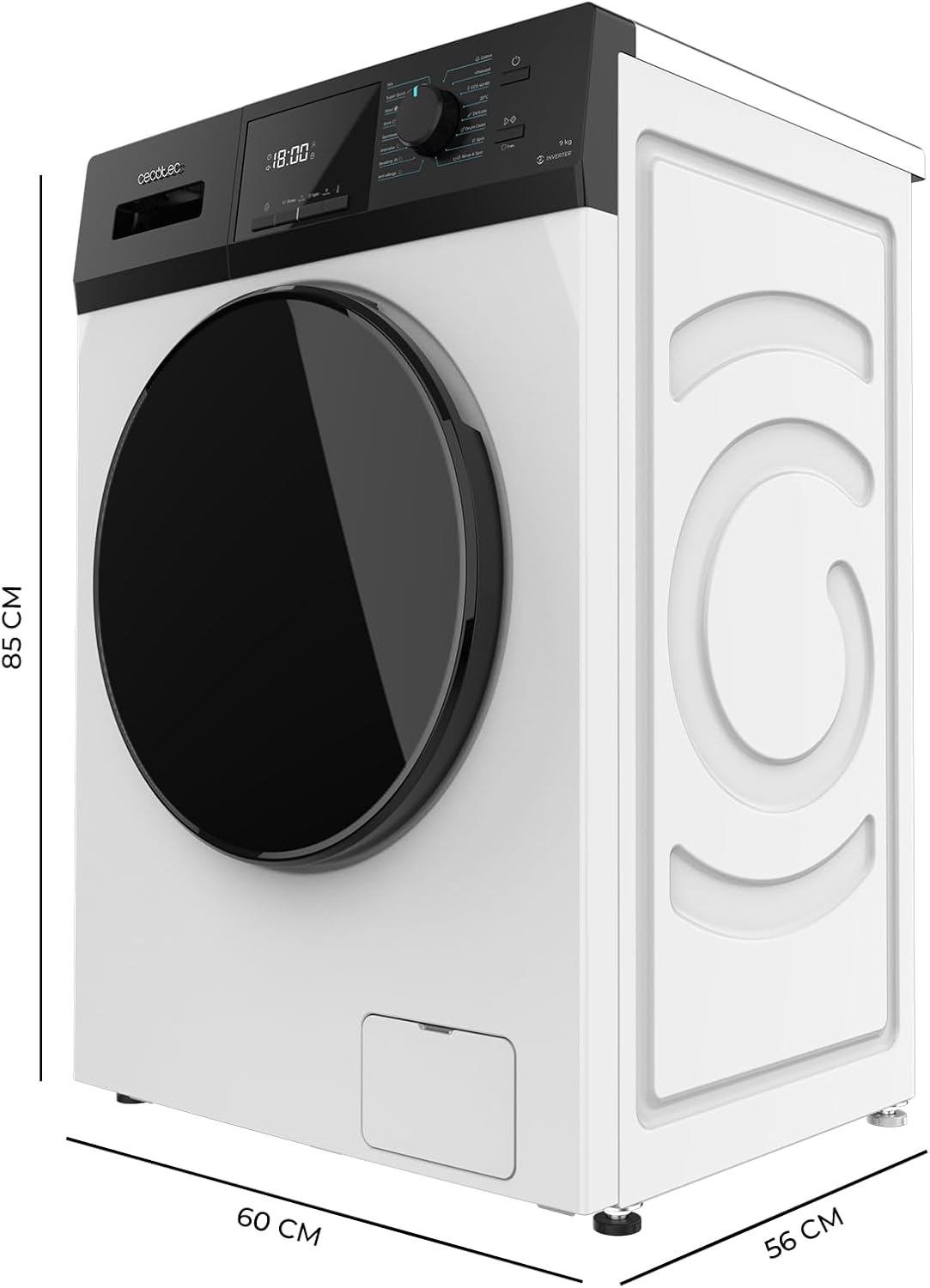 2026 Cecotec Lave-Linge 9Kg Chargement Frontal Bolero Dresscode 9410 Inverter A. 1900W, 1400 tr/min Réglable, 16 Programmes, Faible Consommation d'Énergie, Vapeur, Stérilisation du Linge