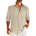 2026 Men's Casual Long Sleeve Button Down Shirt With Pocket Detail