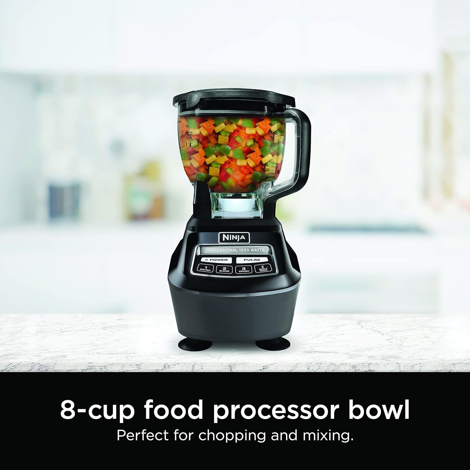2026 2025 Ninja Mega Kitchen System, 1500W, Blender XL 72 oz et Robot Culinaire 8 Tasses avec (2) Gobelets To-Go 16 oz, Technologie Total Crushing - Smoothies, Glace Pilée, Purées, Pâte & Plus, Noir, BL770