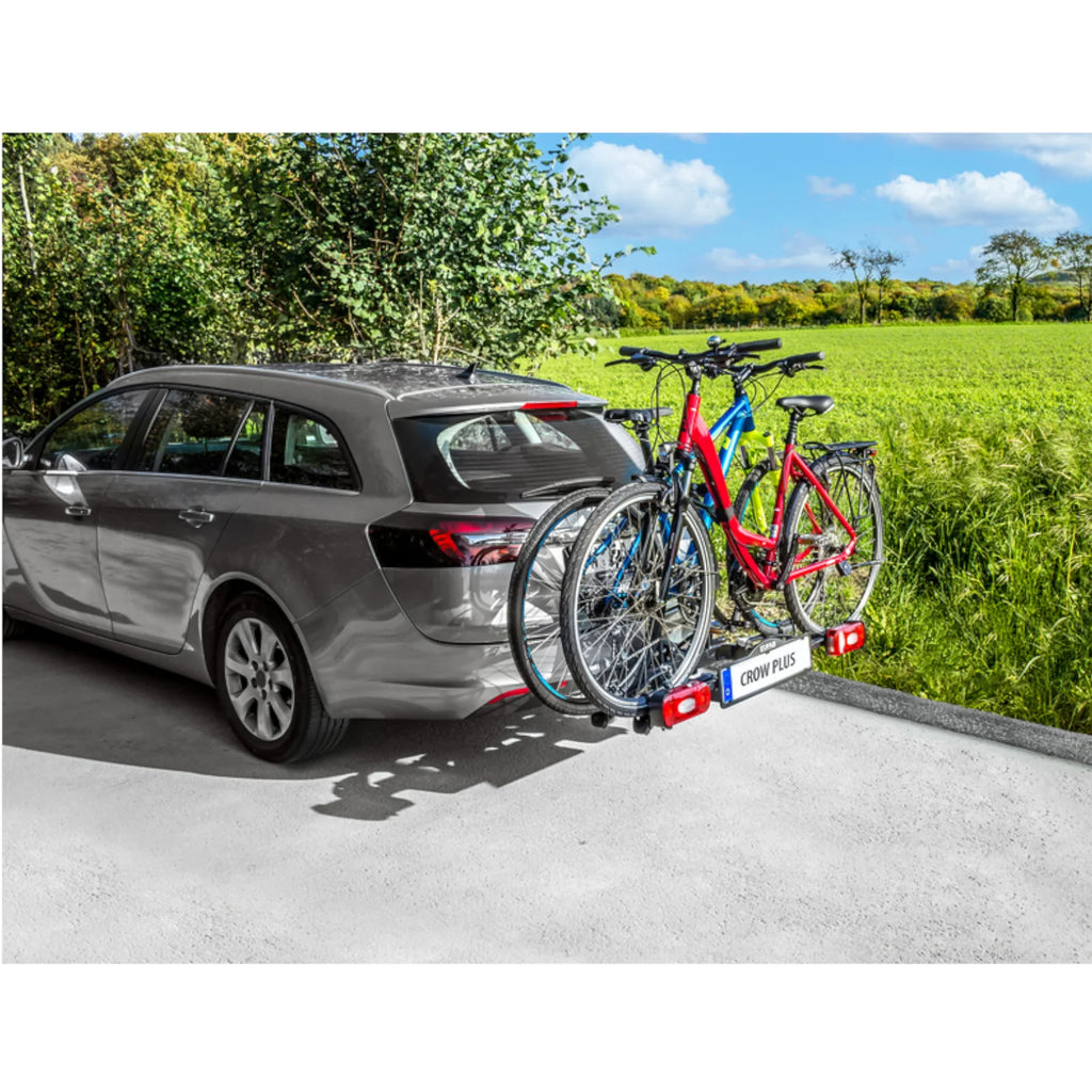 2026 2025 Porte-vélos EUFAB CROW PLUS pour Attelage – Transport de 2 vélos / Vélos électriques jusqu'à 50 kg, Pliable