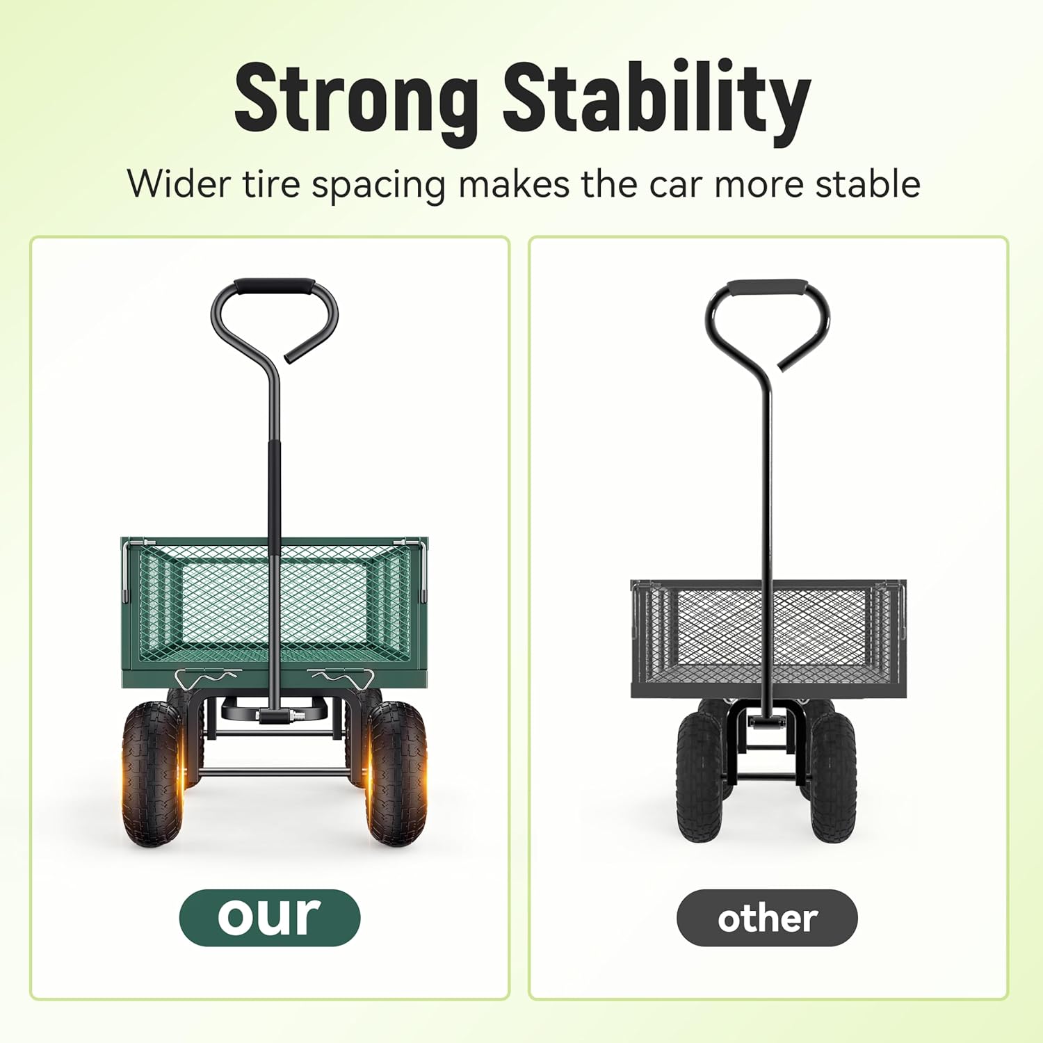 2026 Steel Garden Cart, 2-in-1 1400 lbs Heavy Duty Utility Wagon, with Removable Mesh Sides to Convert into Flatbed, 240° U-Turn 13" Pneumatic Tires Garden Wagon for Farm Yard Lawn Garden Camping
