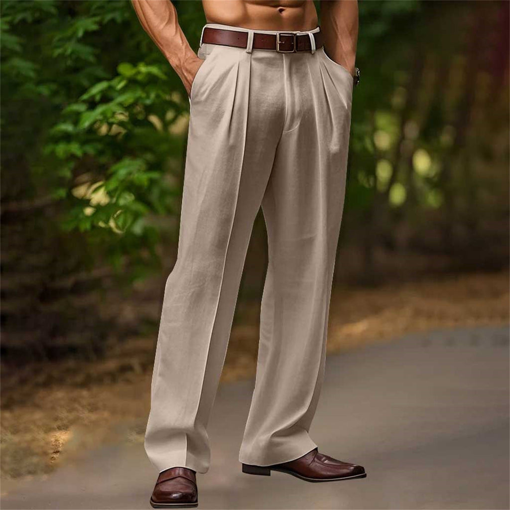 Pantalon en coton et lin décontracté respirant confort pour homme