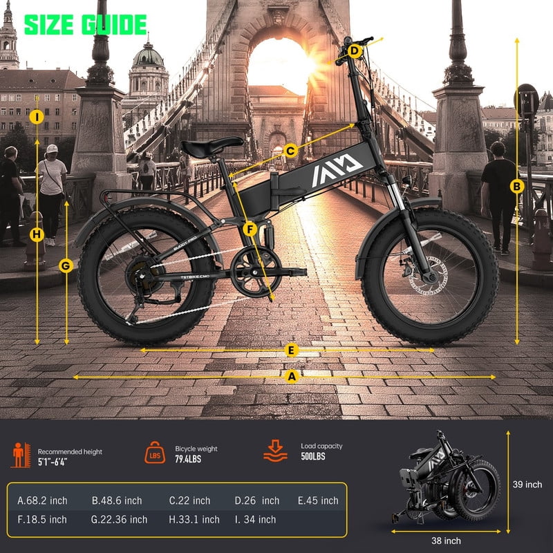 2026 TST Electric Bike, 4.0 Fat Tire Foldable Ebike, 48V 13Ah Batterie, 750W Electric Commuter Bicycle mit LCD, 20“ One-Step Folding Electric City Bike für Männer Frauen, Schwarz