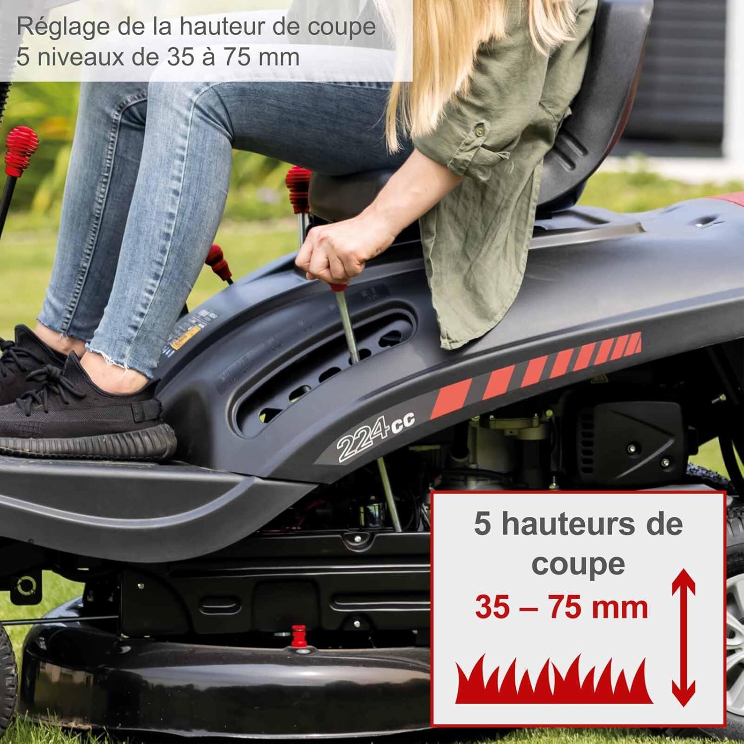 2026 Scheppach Tondeuse à Gazon autoportée MR224-61 – Moteur 4 Temps 5,0 KW – 6,8 CV - Largeur de Coupe 61 cm – Hauteur de Coupe réglable sur 5 Positions – Démarrage électrique