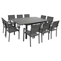 2026 Salon de jardin extensible 10 places de 140/200cm en textilène gris - aluminium anthracite VENEZIA Happy Garden