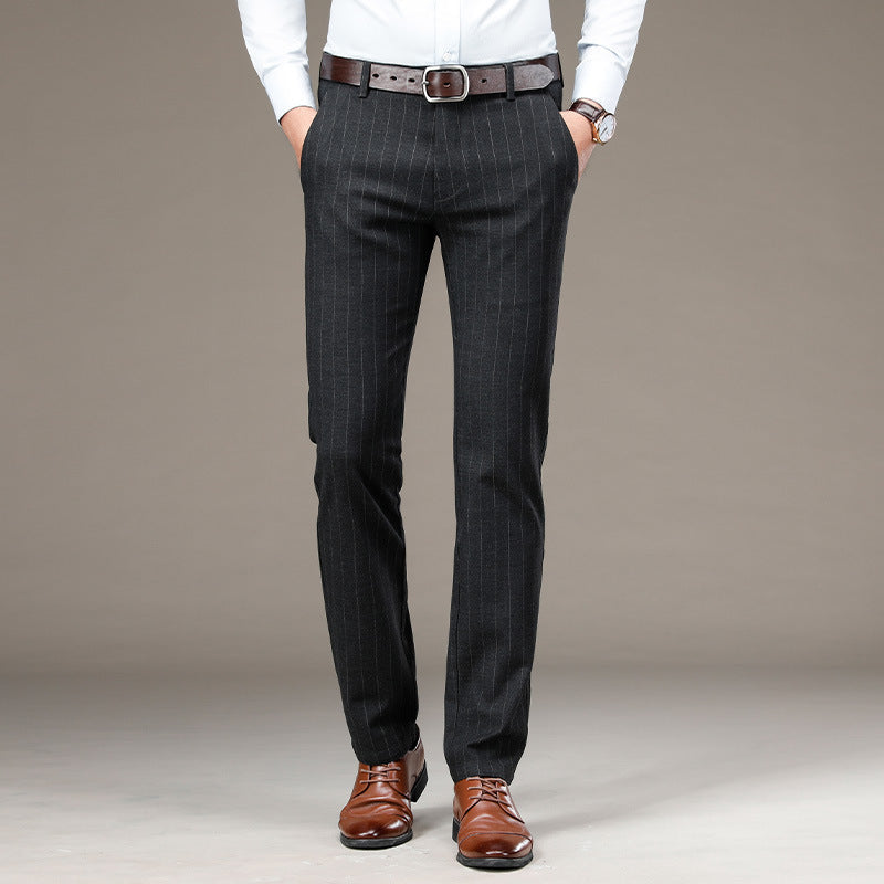 Men's Premium Striped Cotton Suit Trousers Smart Casual - LAKD London