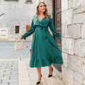 Women's Plus Size Off Shoulder Ruffle High Waist Tie Dress - LAKD London