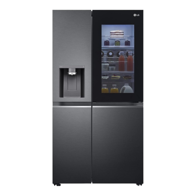 2026 LG GSXV91MCAF Réfrigérateur combiné - Side by Side, 635L, InstaView, Total No-Frost, Compartiment congélation, Distributeur d'eau et glace UVnano, Compresseur Inverter Linear, Wi-Fi, Noir, Classe F