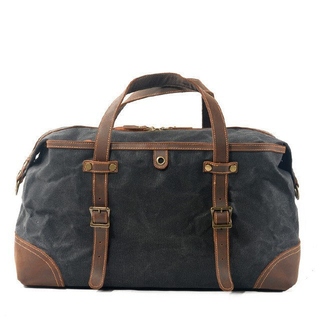 Men's Leather Canvas Duffle Bag Outdoor Gym Travel Holdall - LAKD London