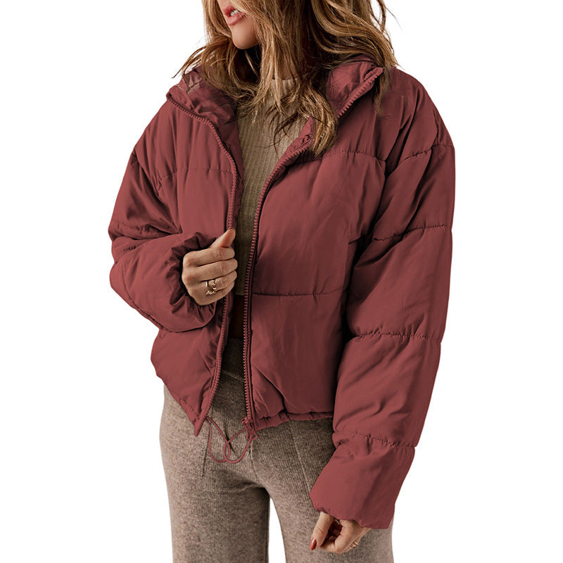 Manteau hiver épais en coton rembourré col montant pour femme