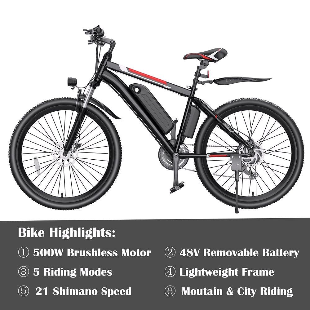 2026 Vélo Électrique 500W 26" pour Adultes avec Contrôle de Vitesse – Gocio