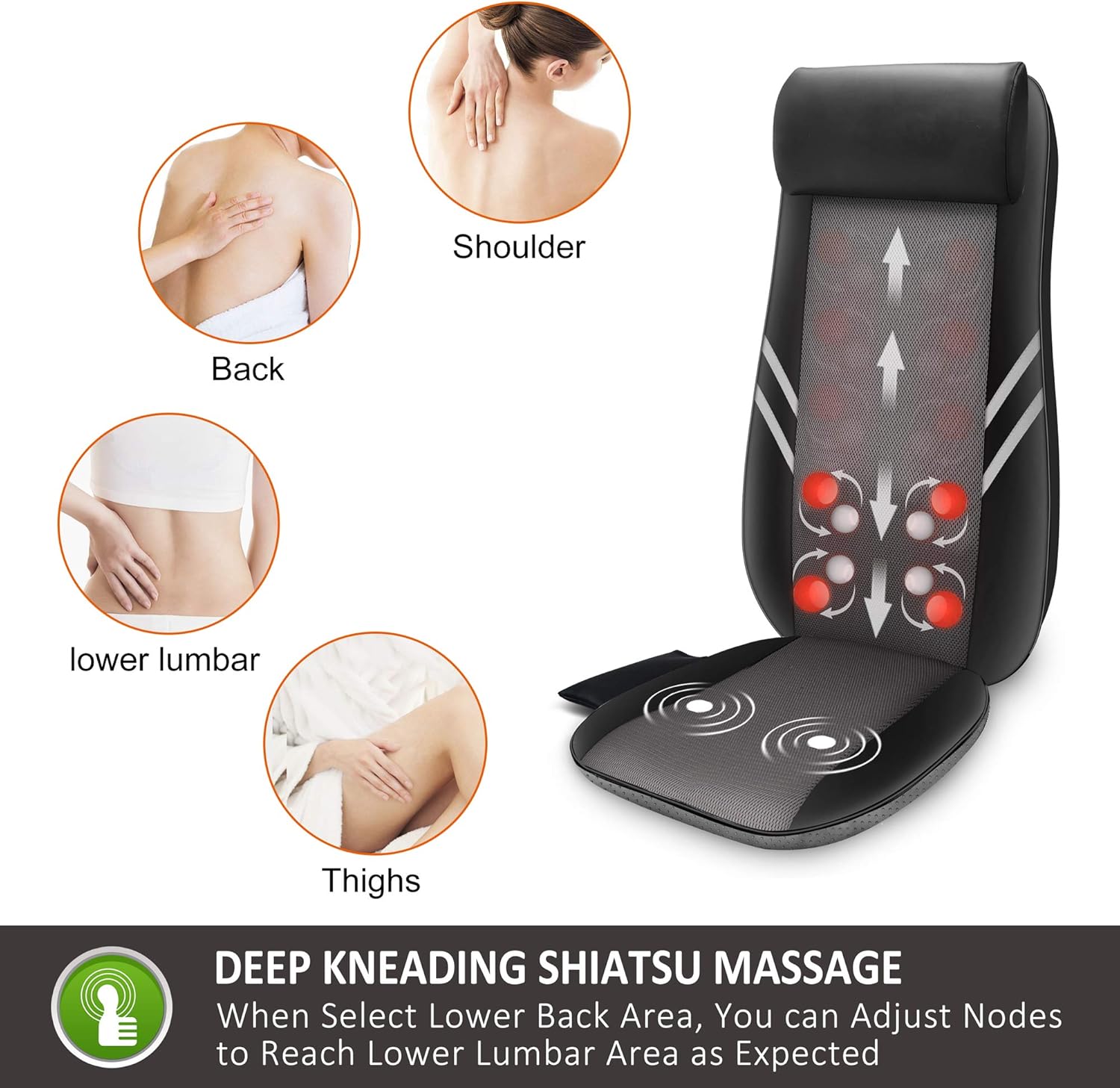 2026 2025 Coussin de Massage Shiatsu Snailax avec Chaleur – Coussin de Fauteuil Massant pour Dos, Massage Kneading pour Maison et Bureau