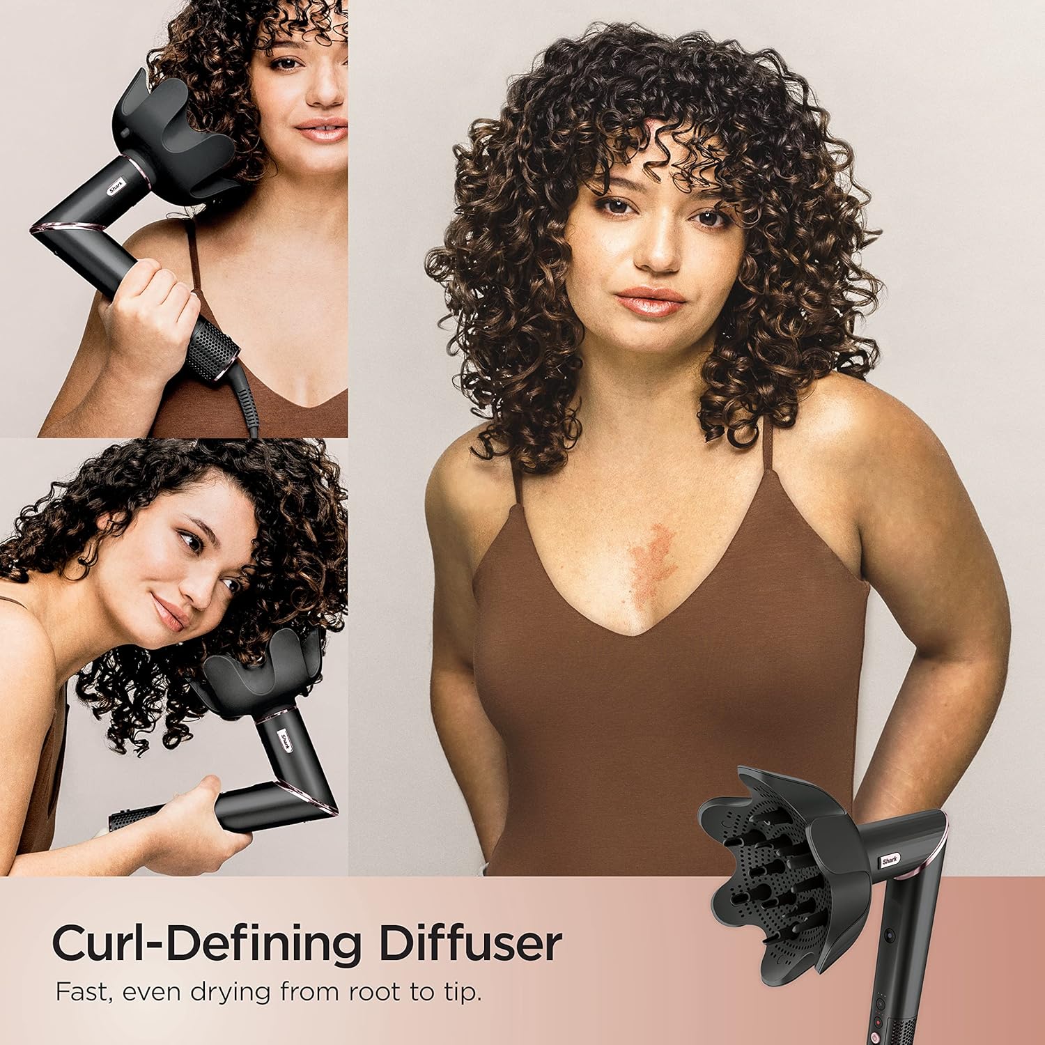 2026 2025 Système de coiffage et de séchage Shark HD430 FlexStyle, sèche-cheveux brosse puissant et multi-styler avec boucleurs Auto-Wrap, brosse plate, brosse ovale et embout concentrateur, coloris Stone