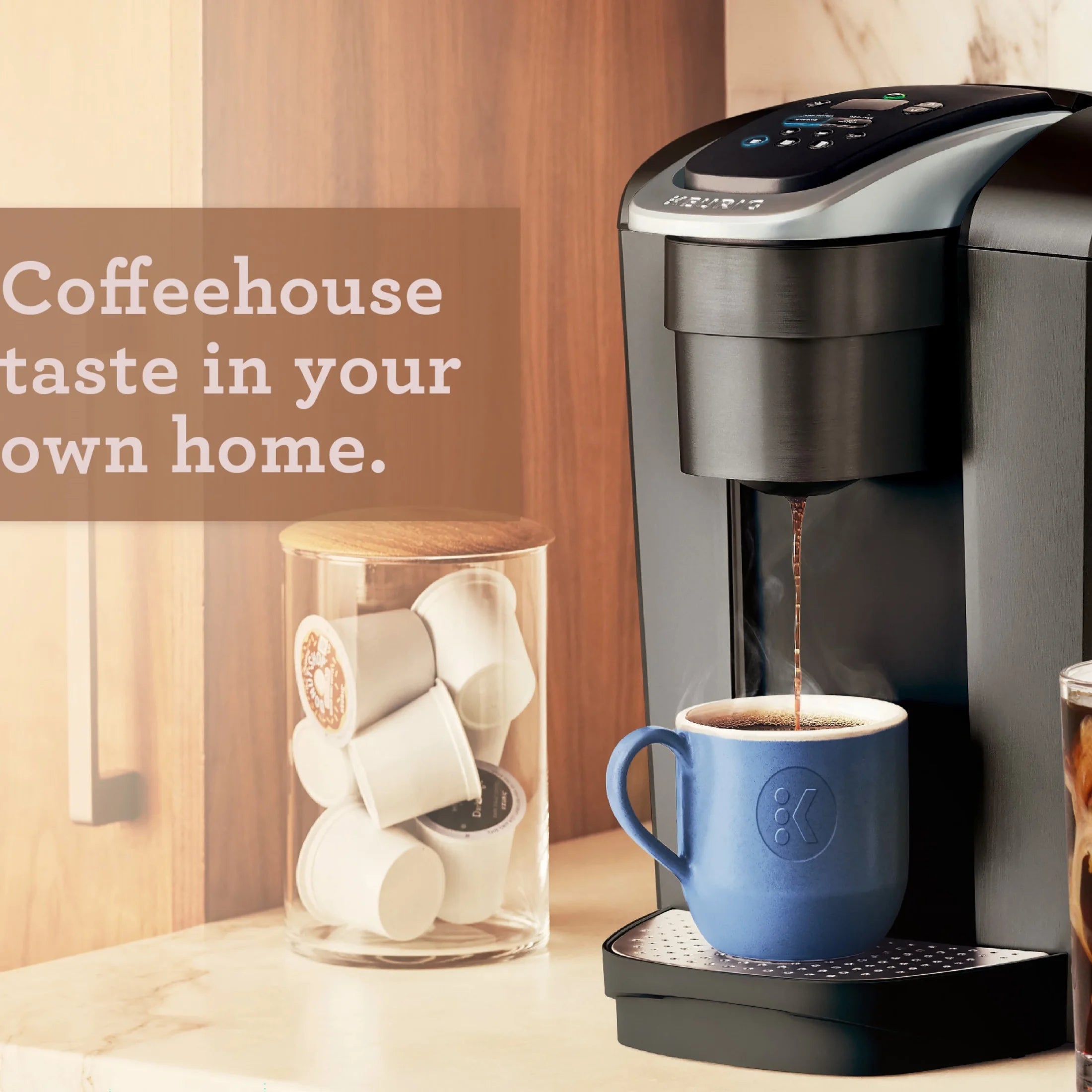 2026 2025 Keurig K-Elite – Machine à Café à Dosettes K-Cup à Portion Unique, Finition Brossée Slate, Programmable pour Café Chaud et Glacé
