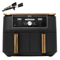 2026 Ninja Foodi MAX Dual Zone Heißluftfritteuse, 9,5L Airfryer, 2 Fächer, mit Zange, Antihaftbeschichtung, spülmaschinenfeste Körbe, 6-in-1, Amazon Exklusiv, Kupfer/Schwarz, AF400EUCP