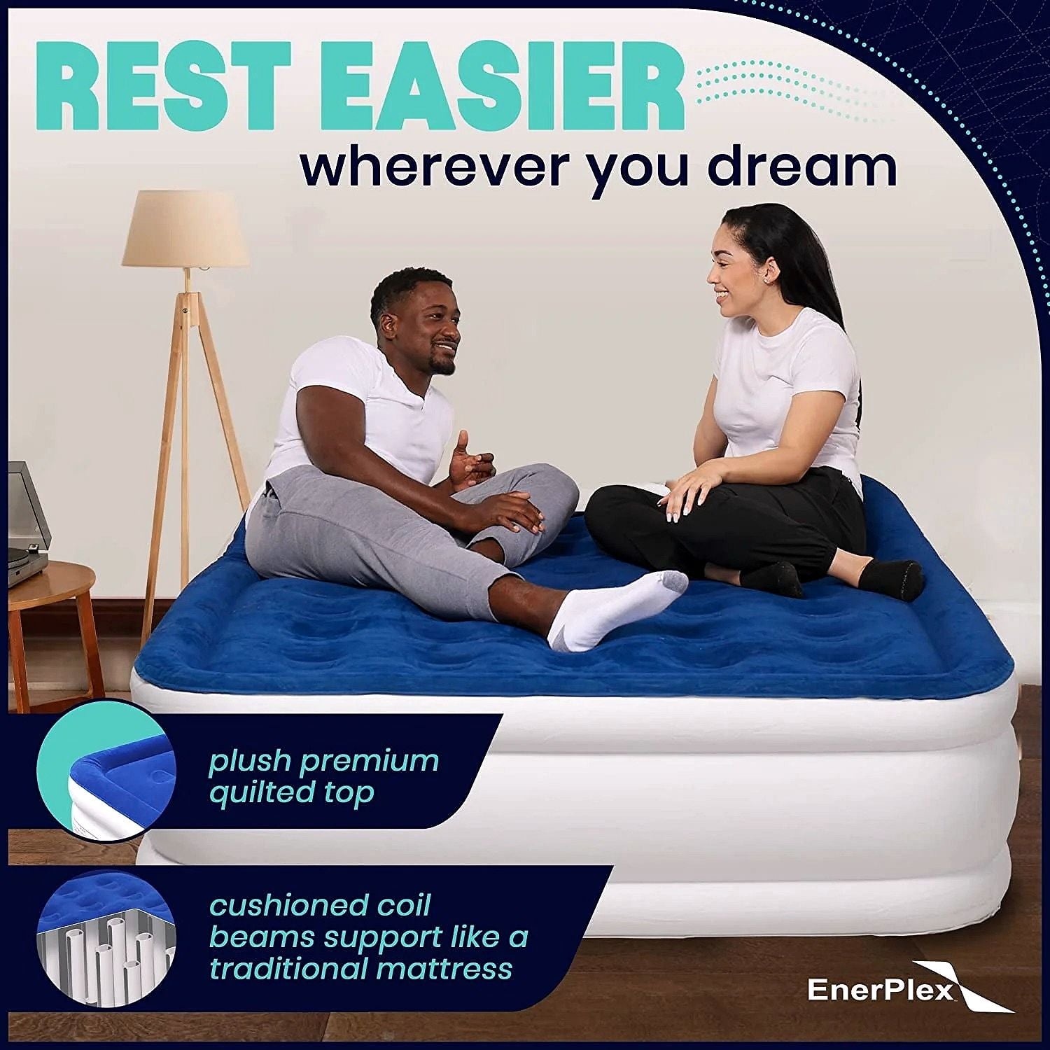 2026 Matelas Gonflable EnerPlex avec Pompe Intégrée – Matelas Gonflable Double Hauteur pour Camping, Maison & Voyage – Queen, 13 Pouces