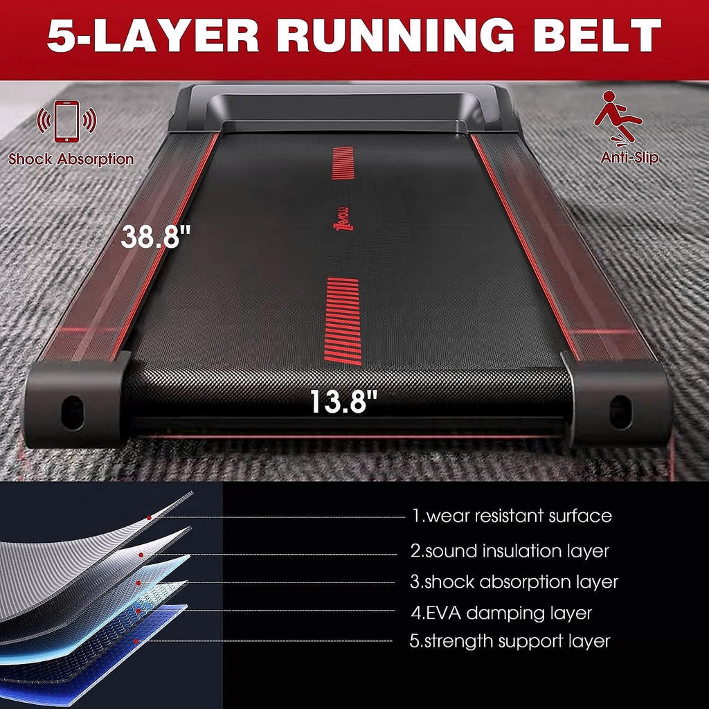 2026 Tapis de marche Superjoe pour bureau – 2-en-1 avec télécommande & rampes amovibles, rouge