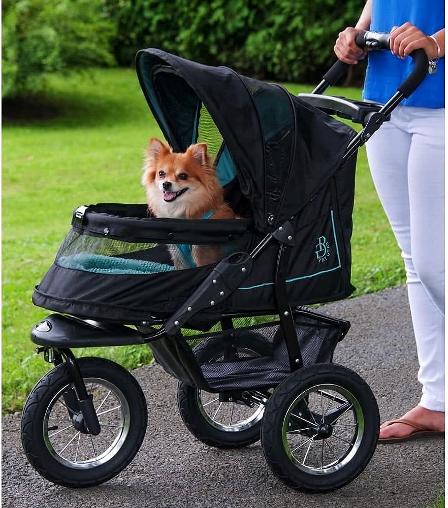 2026 Poussette pour animaux No-Zip NV pour chats et chiens Entrée sans fermeture éclair · Pliage à une main · Roues remplies de gel · Coussin en peluche & protection contre les intempéries inclus · 3 coloris