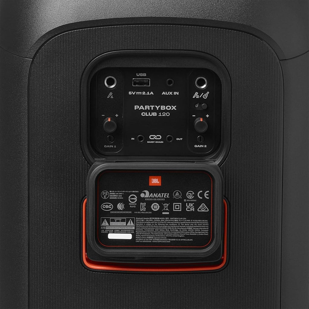 2026 PartyBox Club 120,Enceinte portable de soirée,poignée pliable ergonomique,jeu de lumières,12 heures d'autonomie,résistante aux éclaboussures IPX4,noir,Prise européenne (Type C) -