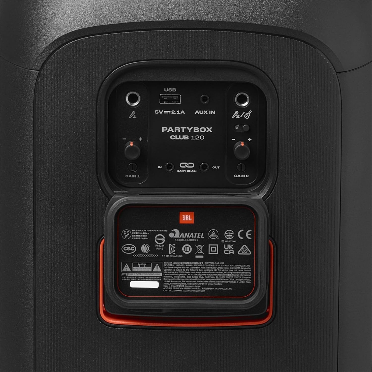 2026 PartyBox Club 120,Enceinte portable de soirée,poignée pliable ergonomique,jeu de lumières,12 heures d'autonomie,résistante aux éclaboussures IPX4,noir,Prise européenne (Type C) -