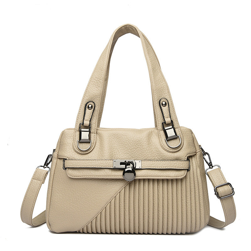 Sac bandoulière tendance grande capacité coutures carré PU pour femme