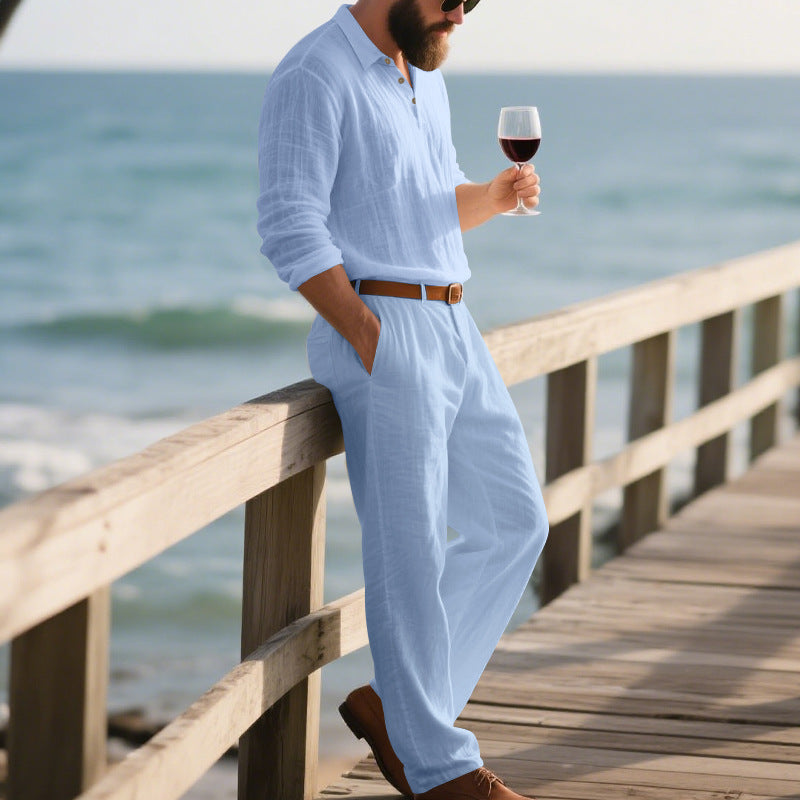 Pantalon en lin deux pièces été décontracté confortable pour homme