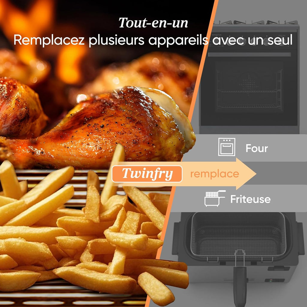 2026 COSORI Air Fryer 10L Twinfry,Dual Zone Avec S&eacute;parateur Amovible,Capacit&eacute; Flexible de 10L,Friteuse sans Huile 6-en-1,35℃-240℃,66% d'&Eacute;nergie en Moins,Livre de Recettes et Application