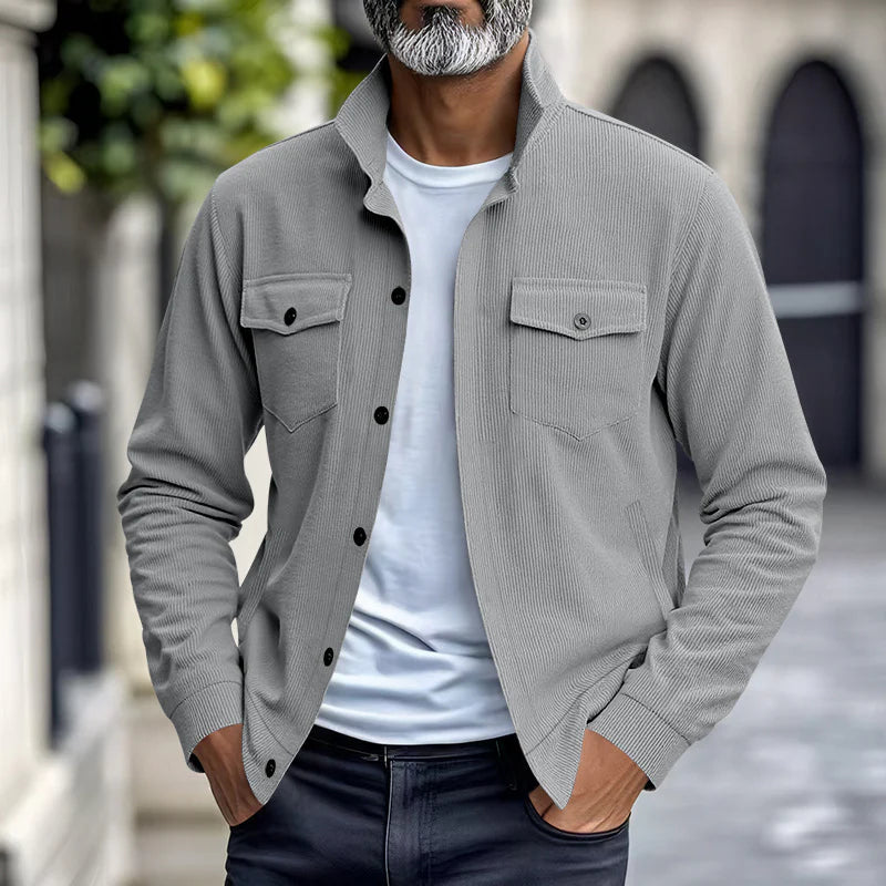2026 Men's Corduroy Stand Collar Jacket with Multi Pockets and Casual Style