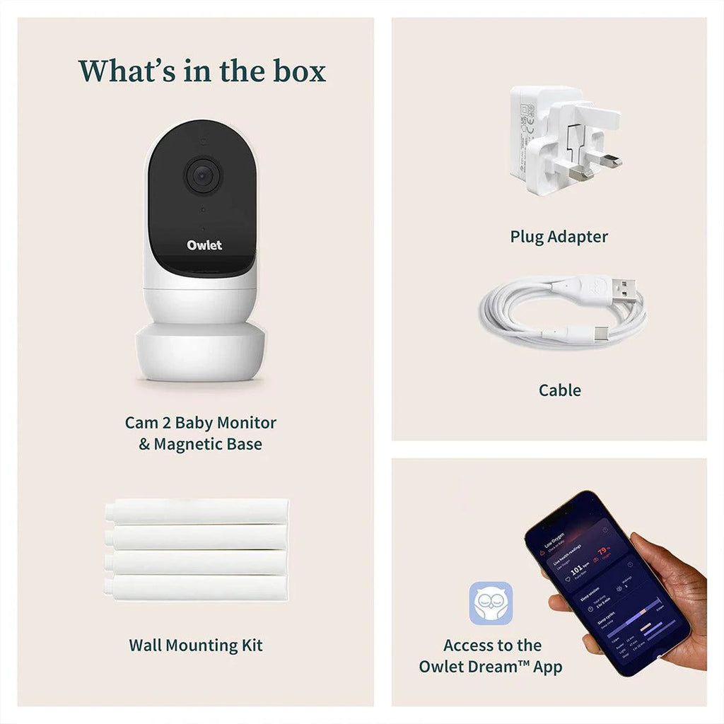 2026 2025 Owlet Cam® 2 – Caméra Bébé HD 1080p avec Vision Nocturne, Audio Bidirectionnel et Capteurs de Température et Humidité