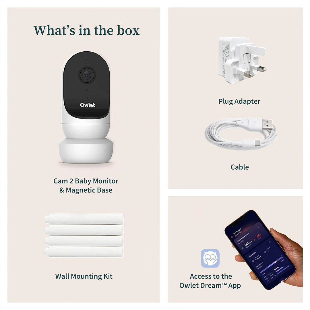 2026 2025 Owlet Cam® 2 – Caméra Bébé HD 1080p avec Vision Nocturne, Audio Bidirectionnel et Capteurs de Température et Humidité