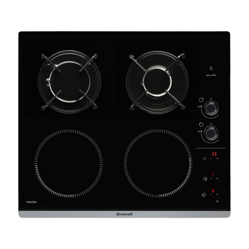 2026 2025 Brandt BPI6413BM – Table de Cuisson Mixte Induction & Gaz, 4 Foyers, 9 Niveaux, Édition Limitée