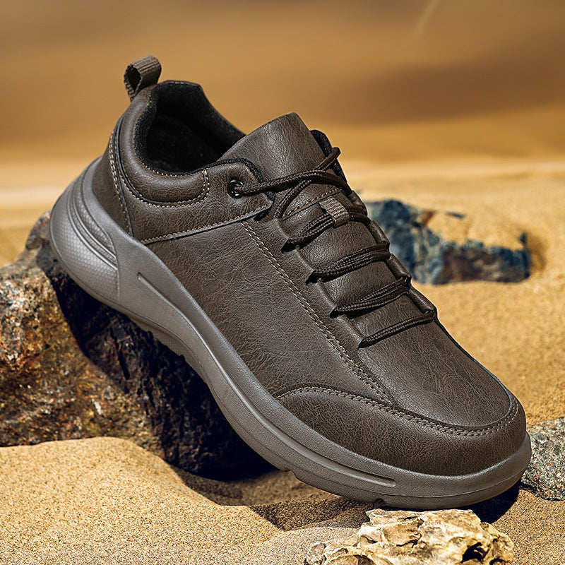 Baskets tige basse en cuir bout rond style britannique décontracté pour homme
