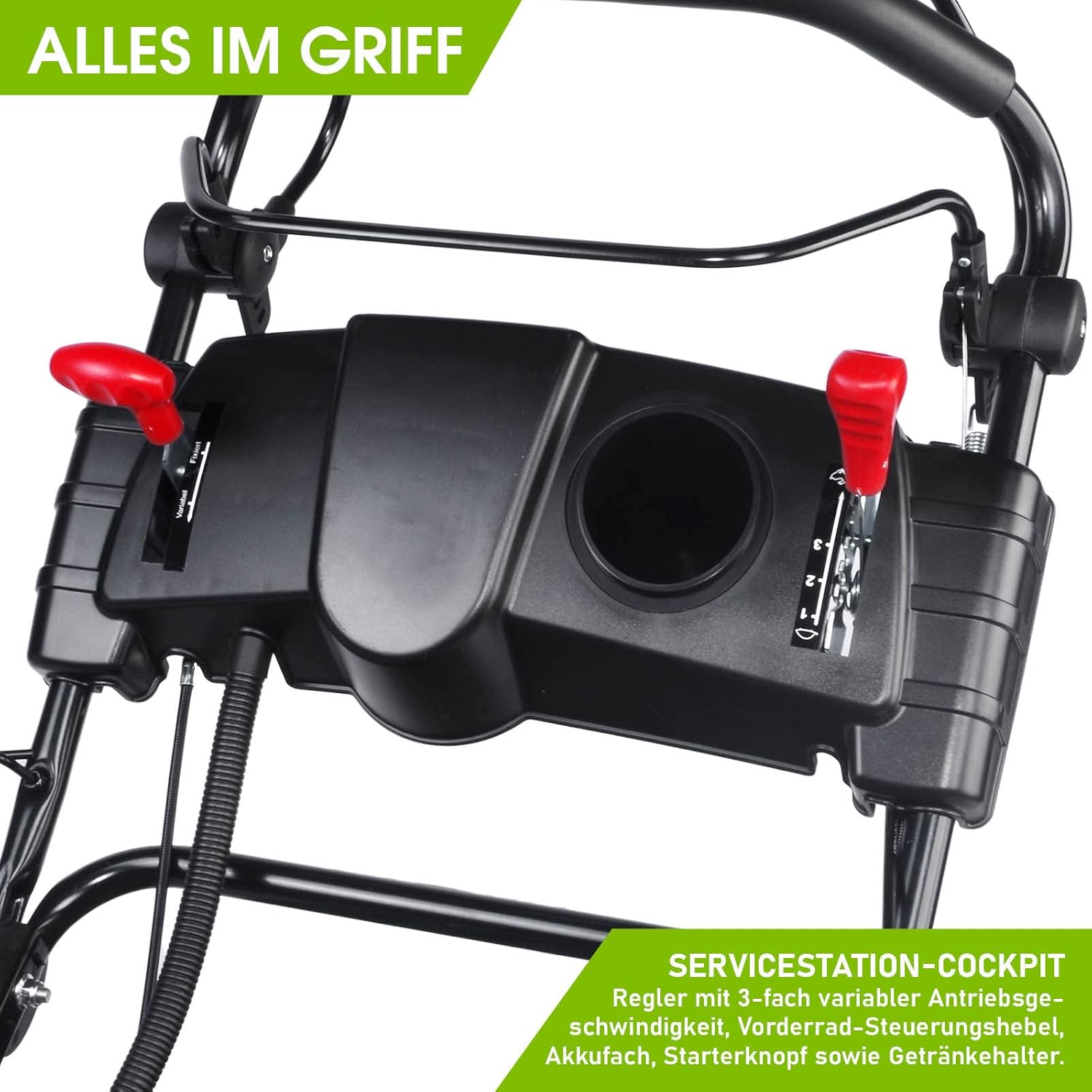 2026 BRAST tondeuse thermique 3 roues TRIKE E-START 224cc 53cm tractée démarrage électrique mulching 4en1 capot en tôle en acier 60l - moteur 4 temps de la marque française GT reglable