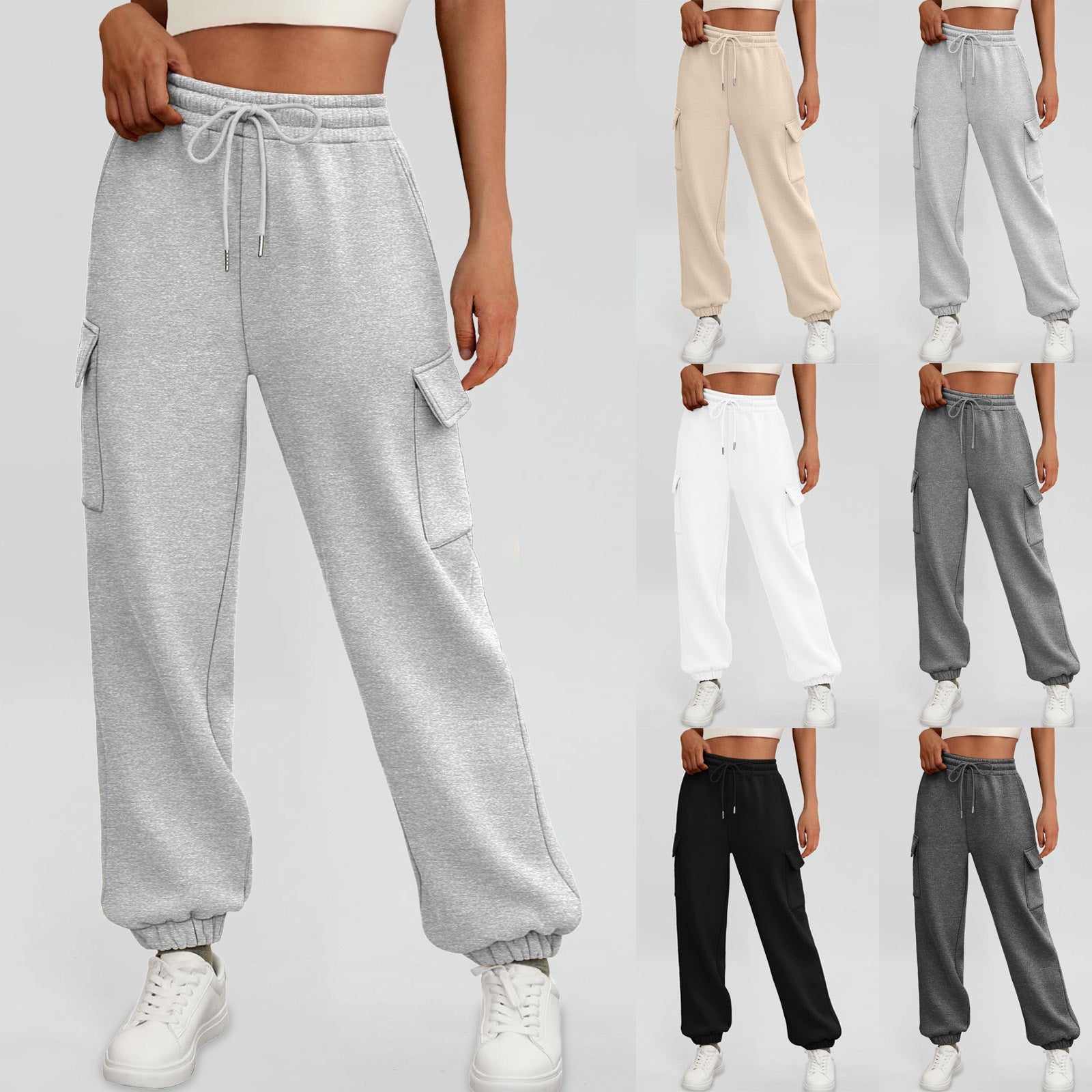 Jogging décontracté cargo doublé polaire baggy sport pour femme